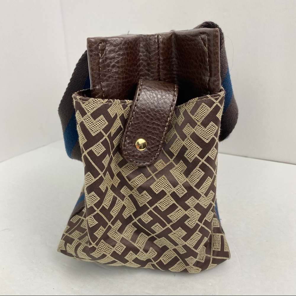 Tommy Hilfiger TH Signature Logo Brown Blue Handbag Purse Y2K - Picture 7 of 8